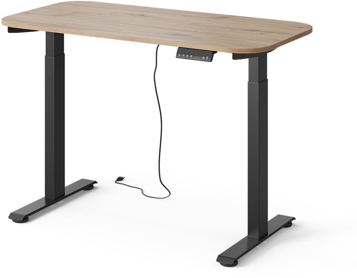 Vicco Elevate Bureau – 120 x 60 cm 2 motoren Zwart/Ambachtelijk Zwart/Artisanaal eiken