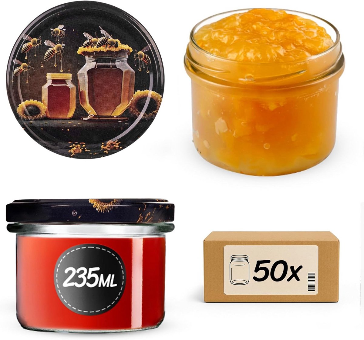 Set van 50 inmaakpotjes met schroefdop, 235 ml