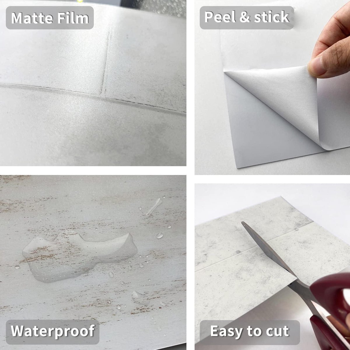 Tegelsticker voor Vloer of Muur | Antislip Stickers voor Keuken en Badkamer | Zelfklevende PVC Sticker | Doe-het-Zelf Set van 4 Stuks | Bruin/Grijs Marmer Patroon | 30 x 15 cm | Antislip | Waterdicht | Duurzaam