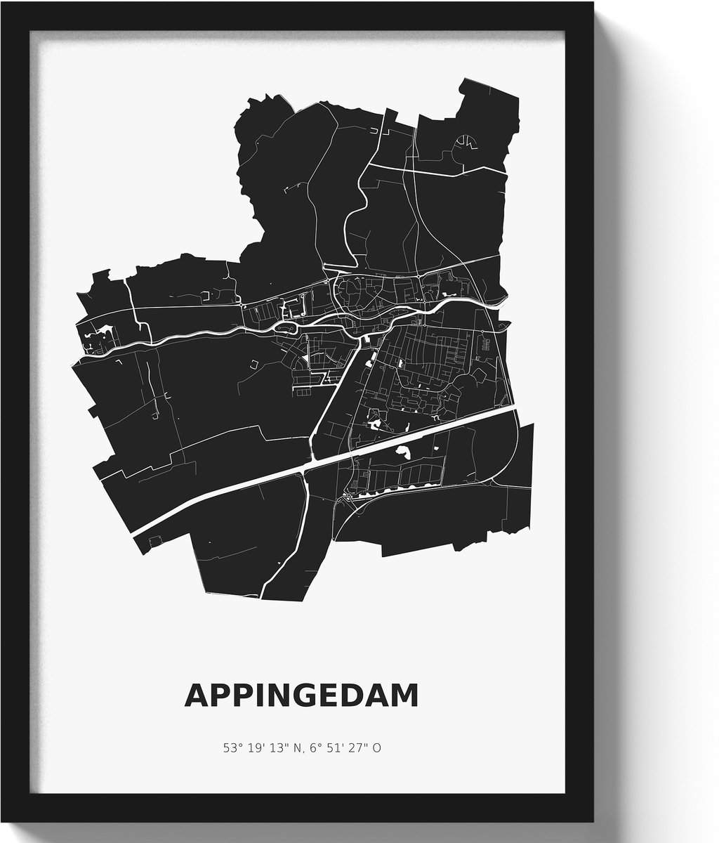 Poster Appingedam A3 - 30 x 42 cm - Zwart/Wit (Exclusief Lijst)