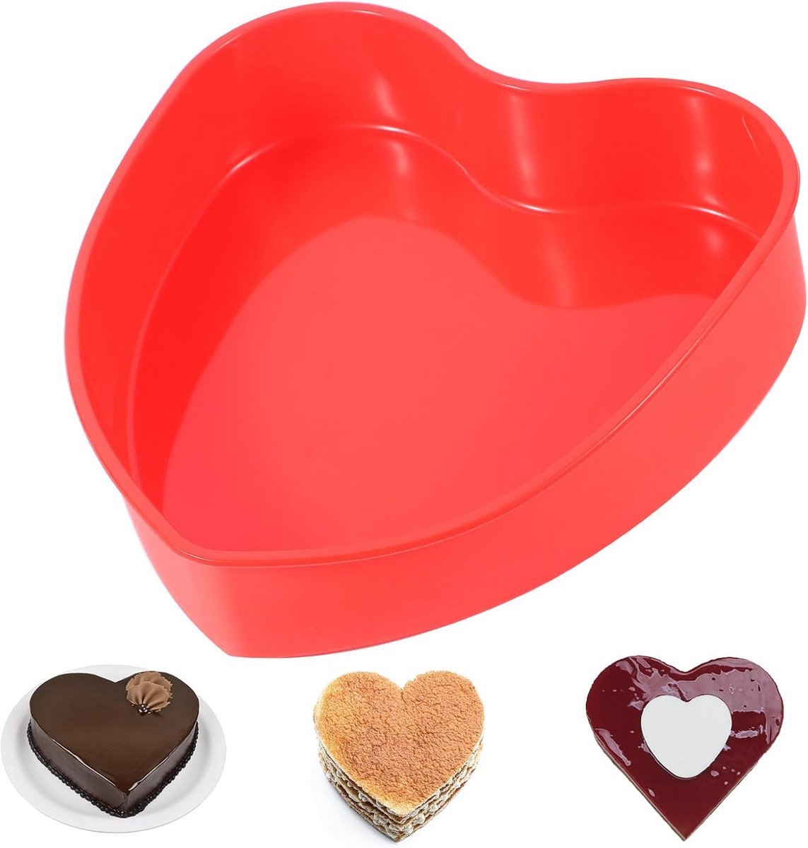 Siliconen hartvorm cake 8 inch antiaanbak rood voor feestelijke momenten