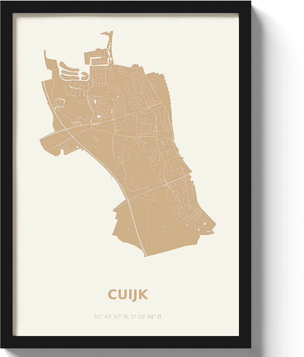Poster Cuijk A2 - 42 x 59,4 cm - Beige (Exclusief Lijst)
