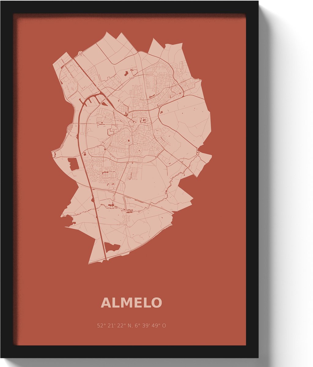 Poster Almelo A2 - 42 x 59,4 cm - Rood (Exclusief Lijst)
