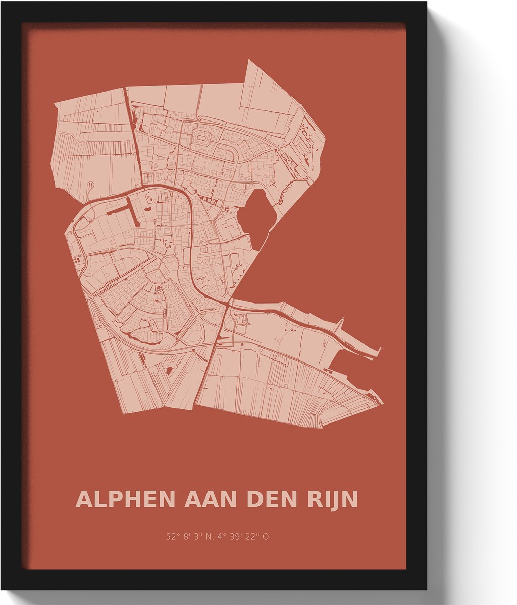 Poster Alphen aan den Rijn A2 - 42 x 59,4 cm - Rood (Exclusief Lijst)