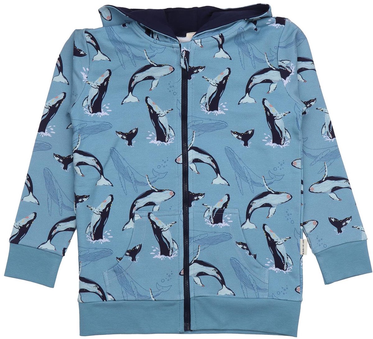 Walkiddy® Sweat Jacket “Jumping Whales” – GOTS-gecertificeerd Biologisch Katoen | Comfort & Duurzaamheid voor Kinderen – 98