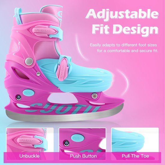 Suotu IJshockeyschaats - Verstelbaar - Schaatsen meisjes en jongens - Maat: EUR 32-36 - Roze/Paars - M