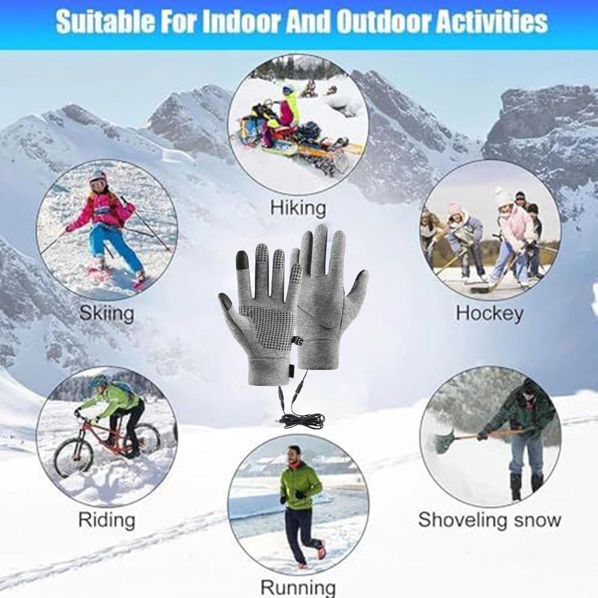 Verwarmde Elektrische Handschoenen Voor Mannen En Vrouwen - Winter Volledig Vinger Handwarmer Accessoire - Skiën Fietsen Golf Klimmen Outdoor Gereedschap - Buiten Activiteiten Warmte Bescherming - Comfortabele En Duurzame Winterhandschoenen-L — cadeau in Sport & Outdoor - foto 4