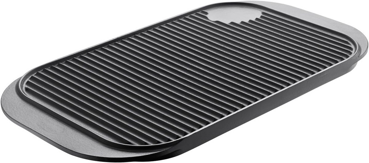 Gietijzeren braadpan - ovenbestendig - 48,3 x 26,5 x 2,5 cm - zwart