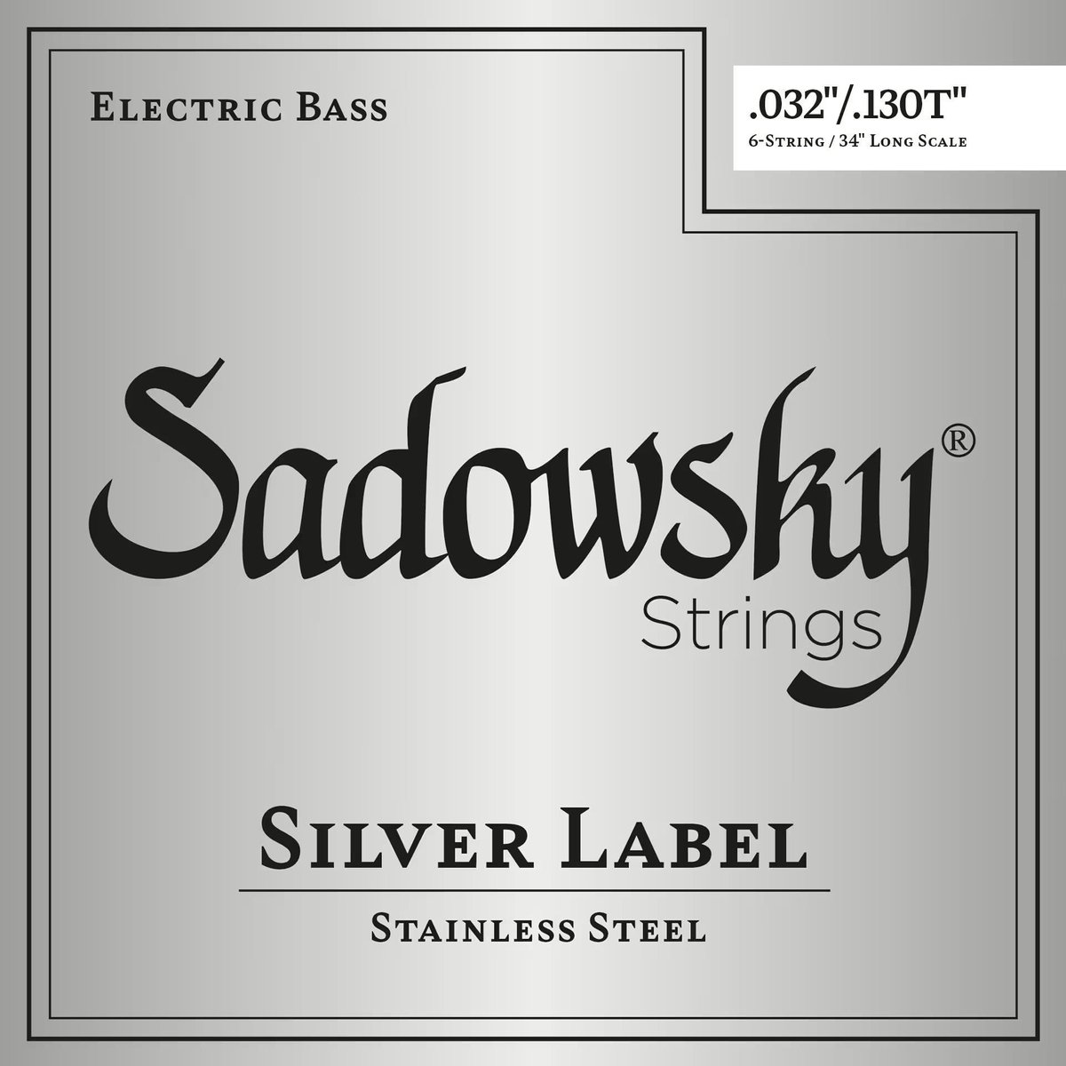 Sadowsky Silver Label Bass String Stainless Steel Taperwound 32-130 voor 6-snarige elektrische bas