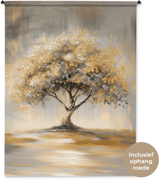 Wandkleed 150x200 cm - Wanddoek Schilderij - Boom - Abstract - Bladeren - Wandtapijt - Wandkleden