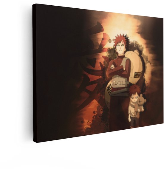 Artaza Canvas Schilderij Naruto - 40x30 cm - Wanddecoratie Gaara Anime - Muurdecoratie Jongens Kamer - Kamer Accessoires