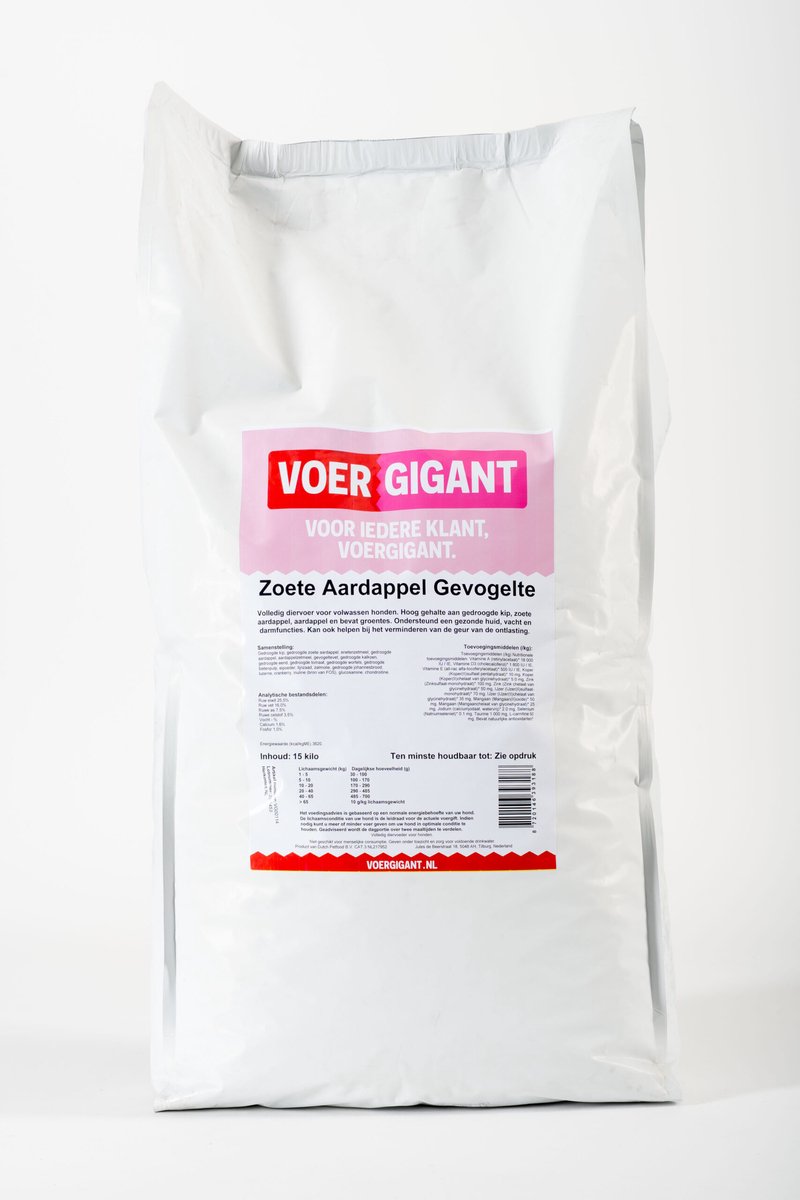 Voergigant Voergigant - Graanvrij hondenvoer - Zoete Aardappel Gevogelte - 15 kg