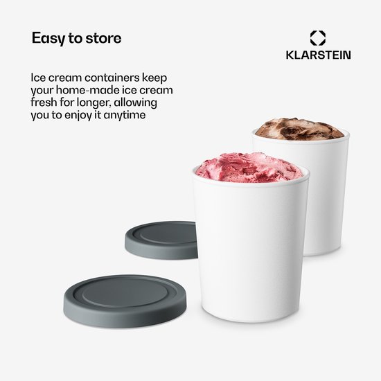Klarstein ijsbakjes met deksels - set van 4, elk 180 ml, stevig plastic, vaatwasmachinebestendig, lichtgewicht, ijsbakjes voor ijs, yoghurt en slushies, accessoire voor ijsmachines van Klarstein — afbeelding 5