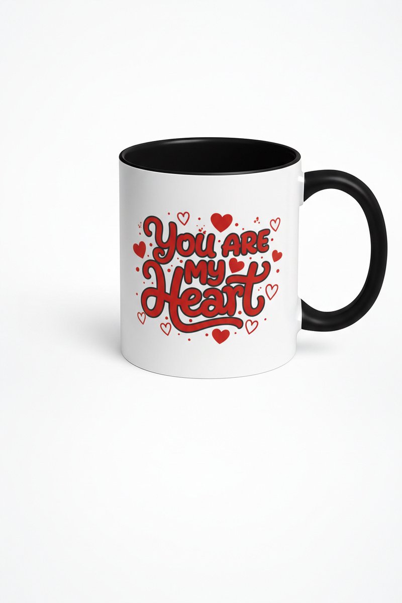 Valentijn Mok "You Are My Heart" - Romantisch Liefdes Cadeau met Hartjes