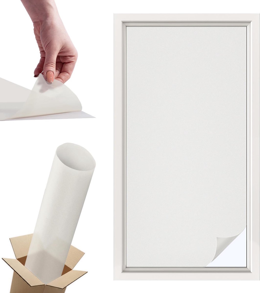 Tulup Raamfolie Anti inkijk - Delicaat grijsachtig wit Privacy Folie Raam - 50x100 cm - Wit Anti inkijk Folie - Raamfolie Tegen inkijk Glas in Lood - Voor de badkamer, slaapkamer, hal - Raamfolie Zonwering