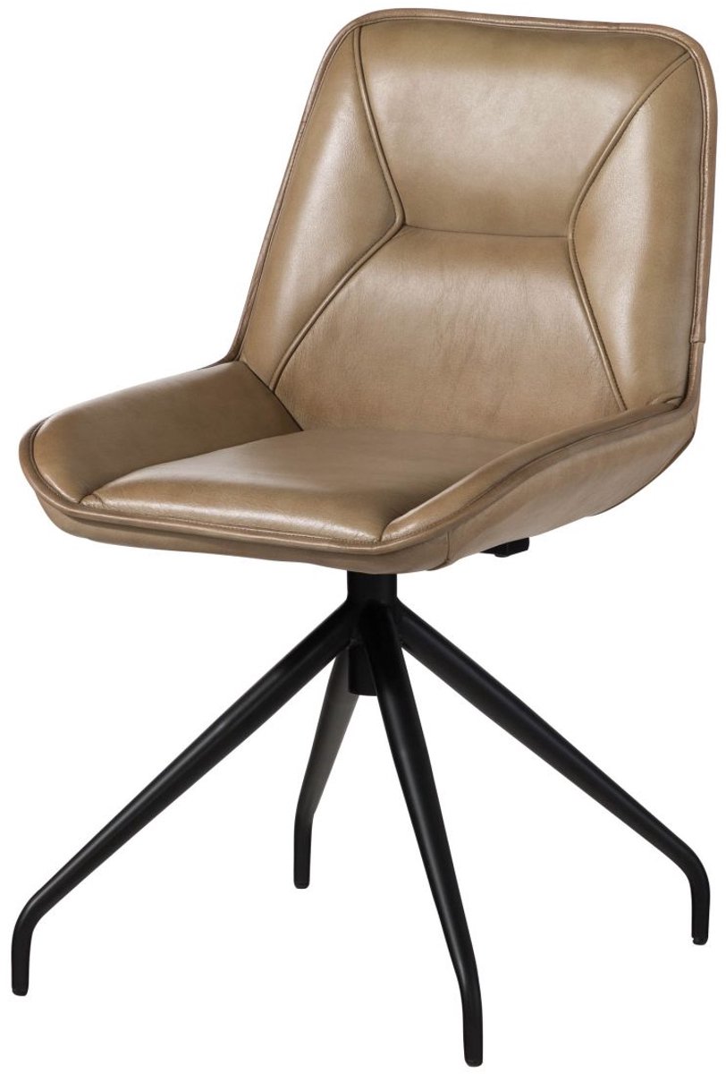 MASSIVMOEBEL24 .DE gestoffeerde stoel beige echt leer gemonteerd IRON LABEL #608