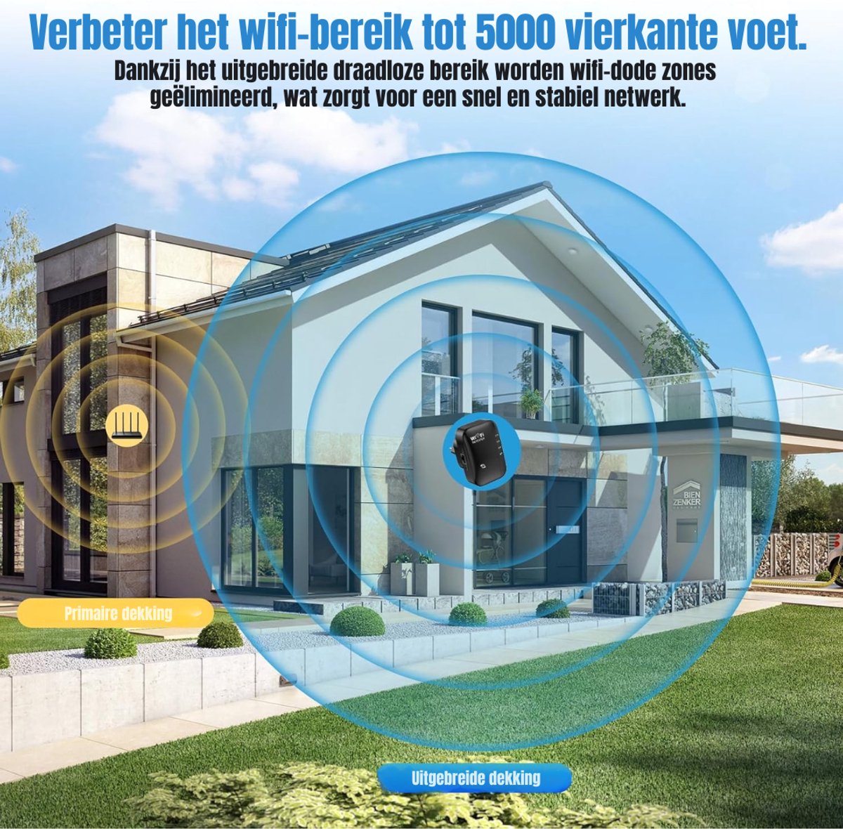 Quvo® Wifi Versterker Stopcontact 300 Mbit/s - Zwart - afbeelding 2