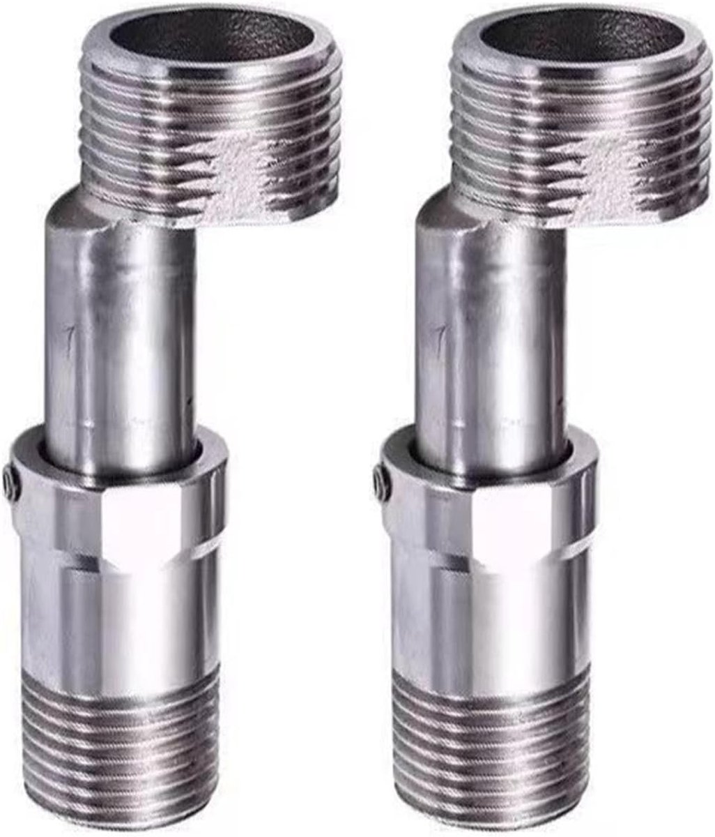 2 Pcs Shower Faucet Adapters, Adjustable, Length 40-55mm, 360 Degree Adjustable Angled Curved Base, S Connector Stainless Steel for Kitchen and Bathroom