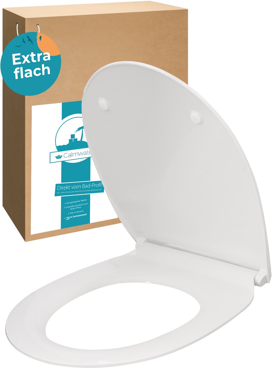 Calmwaters - WC-bril - Wit - Duroplast - Vlak - Softclose - Afneembaar