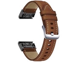 Leren bandje - geschikt voor Garmin Fenix 5 (PLUS) / 6 (Pro) / 7 (Pro) / 8 (47 mm) / E (47 mm) / Epix (Pro) (2) 47 mm / Approach S60/S62/S70 47 mm / MARQ / Instinct 1/2/3 (45mm) - bruin