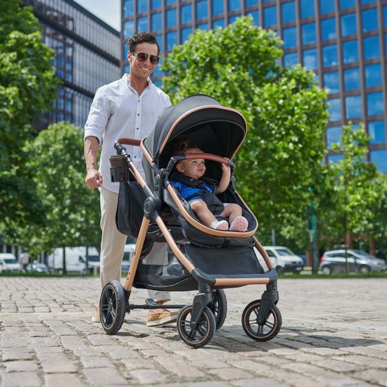 Kinderkraft ESME 2-in-1 Kinderwagen - Combi Wieg & Wandelwagen - Inclusief Autostoeladapters - Grote Lekvrije Wielen - Tot 25 kg - Grijs van Kinderkraft — afbeelding 5