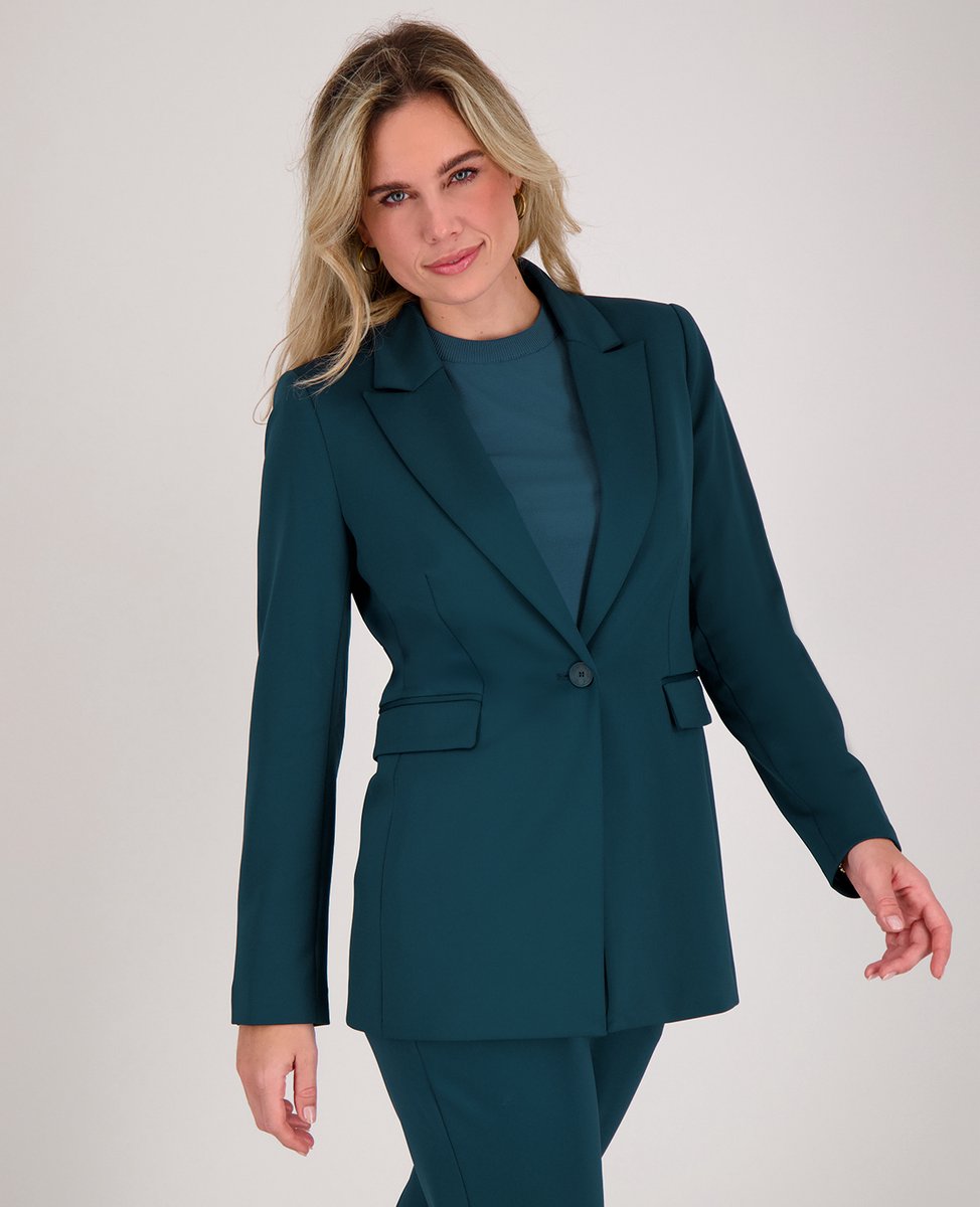 Je m'appelle Travelstof Dames Blazer Met stretch - Groen - Maat M