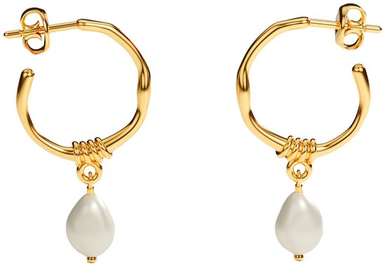 Elysian - Boucles d'oreilles créoles dorées pour femme - Boucles d'oreilles inoxydable plaqué or 18 Goud - Hypoallergéniques