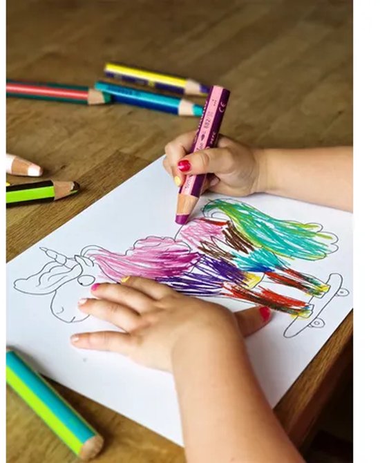 STABILO Woody 3 en 1 Duo - Crayon de Couleur Multi Talent - Trousse 10 Couleurs + Taille- Taille-crayon