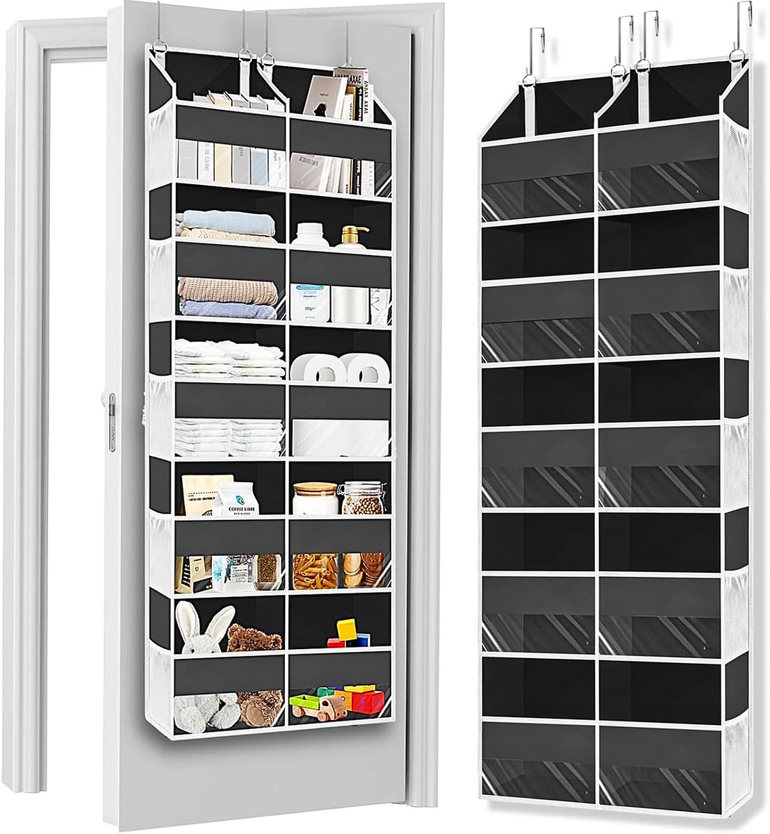YONO Deur Organizer XL - 10 Vakken - Hangende Opberger - Deurrek Kast - Opbergzak - Hangrek - Zwart