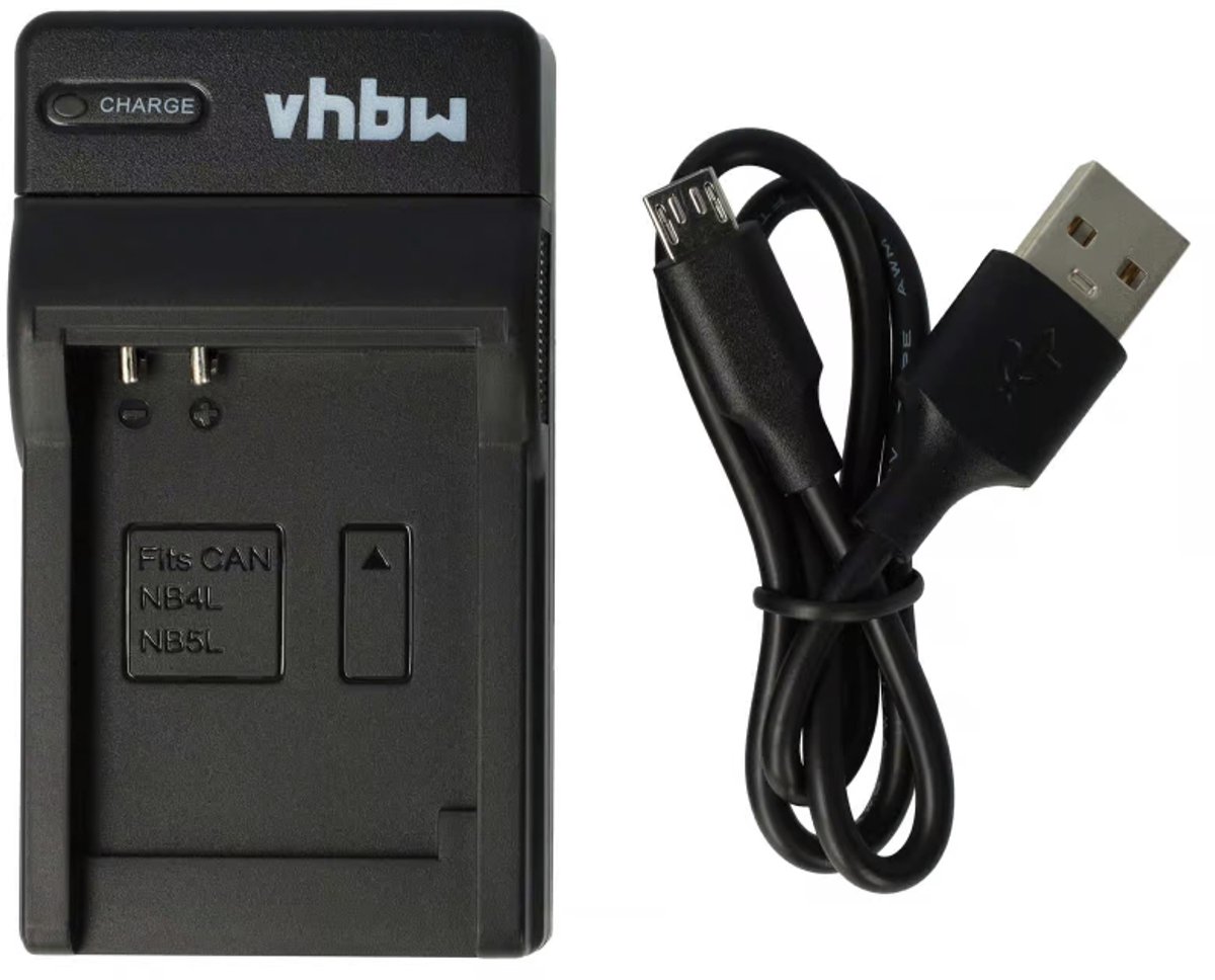 vhbw USB-C-oplader compatibel met Canon Digital Ixus 110 IS, 115 HS, 117 HS, 120 IS, 130 camera/camcorder - oplaadstation + USB-C-kabel met oplaadindicator