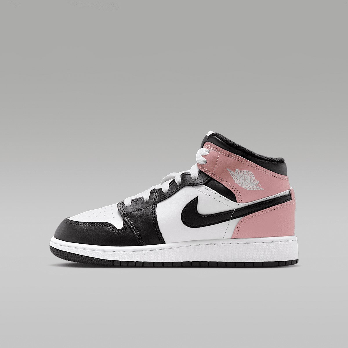 Nike Air Jordan 1 Mid GS "Black Rust Pink" - Sneakers - Unisex - Maat 37.5 - Zwart/Wit/Roze