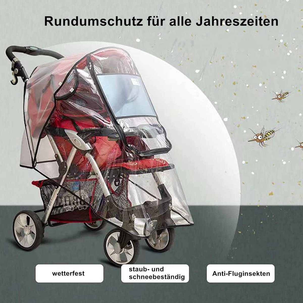 Regenhoes voor buggy - Regenhoes Kinderwagen - BPA vrij - Universele Regenhoes Kinderwagen met Kijkvenster - Regenhoes Kinderwagen Universeel - Buggy Hoes - Kinderwagenaccessoire - Buggy Regenhoes - Wandelwagen - Transparant - EVA Regenhoes – foto 3