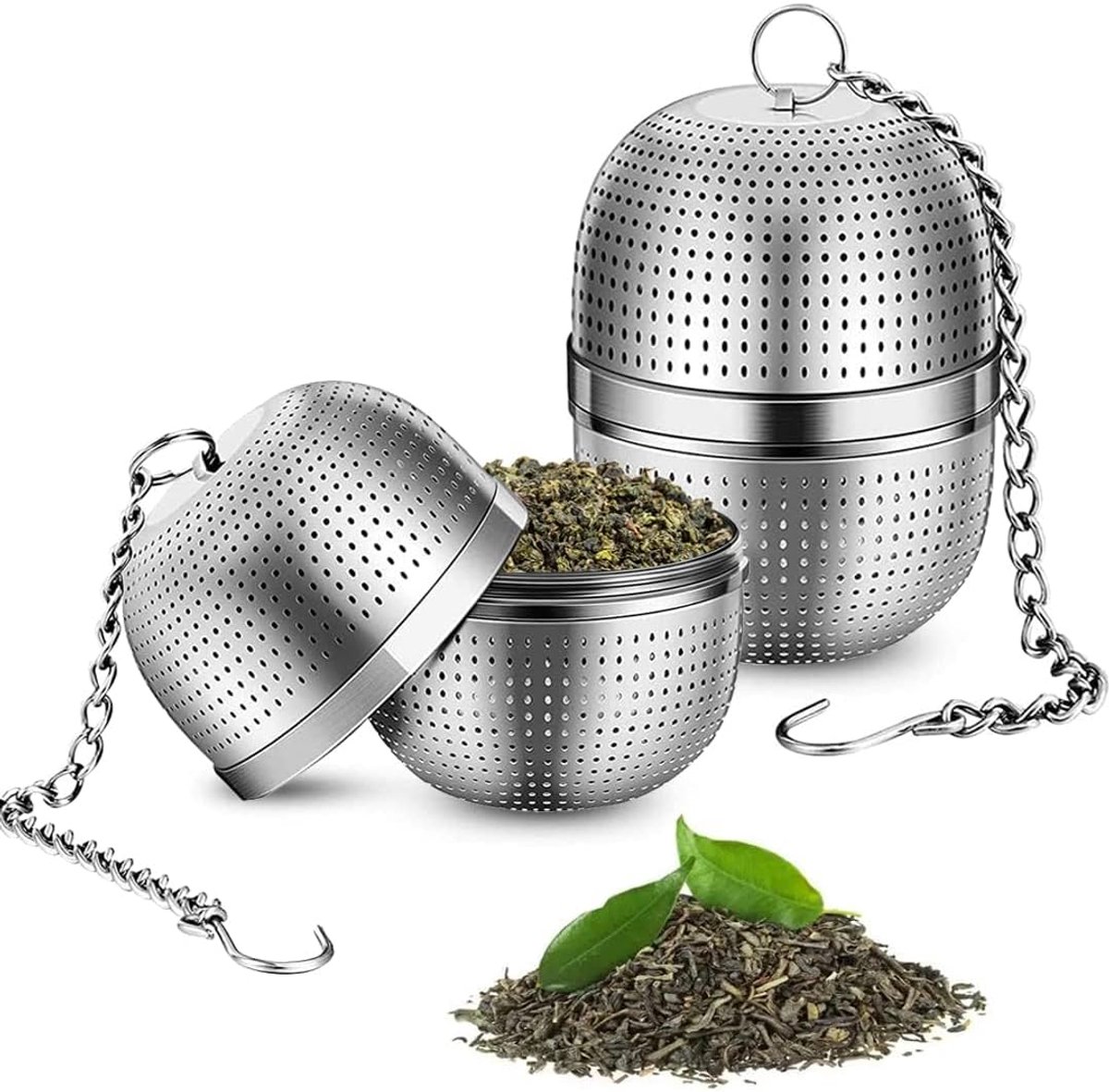 Mmgoqqt - 2 Stuks - Roestvrij Staal - Thee Ei Infusers - Zilver - 316 Model - Schroefdraad Mesh Voor Losse Thee En Kruiden