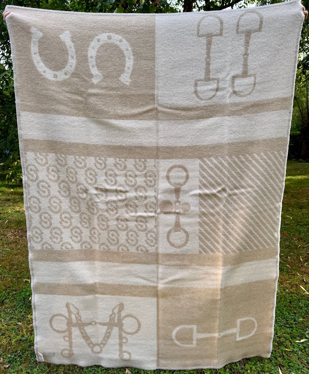 Wollen Plaid / Deken Cavalière Beige/Brown - 100% nieuwe wol, extra dik - extra zacht - warm - isolerend - 2 kleurig - Must Have voor Ski liefhebbers! - 130x170cm - Perfect cadeau idee