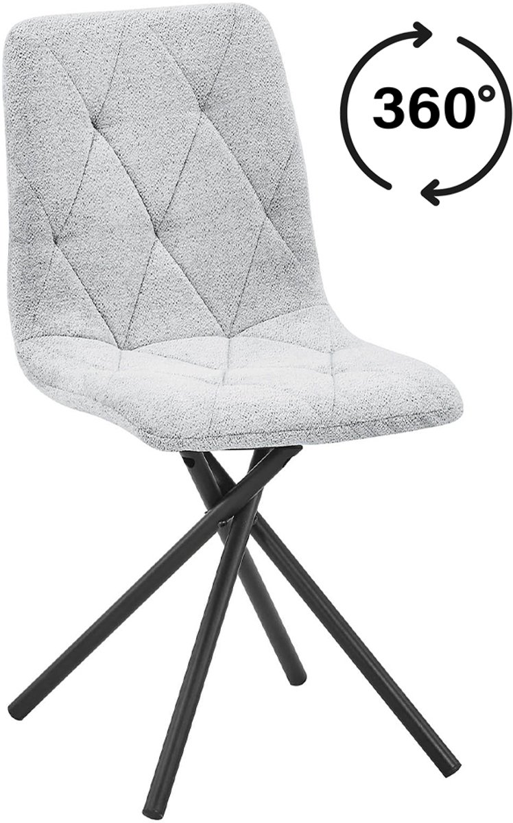 AZ Home-Set van 4-Eetkamerstoelen-Raven Lichtgrijs-Keukenstoelen–360° Draaibaar–Voor Eetkamer, Woonkamer
