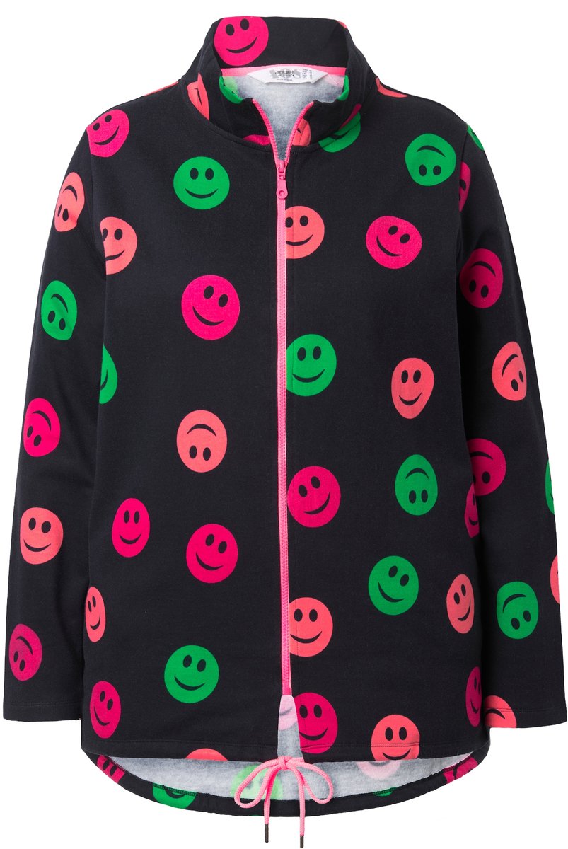 Angel of Style - Dames - Sweatvest comfortabele pasvorm kleurrijke smileys - Zwart - Maat 42