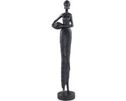 PTMD Rafah Statue de femme en Poly noir tenant un pot bas