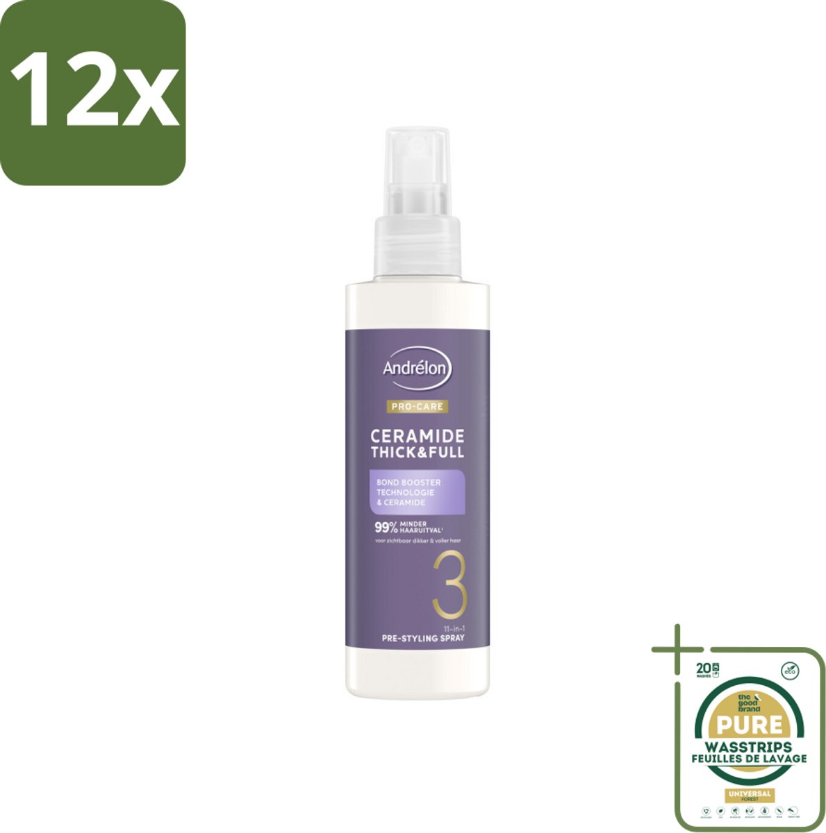 Andrélon – Leave-In Spray – Pro Care Ceramide Thick & Full – 200 ml - Voordeelverpakking - 12 stuks - Haarspanning - Haarspanning