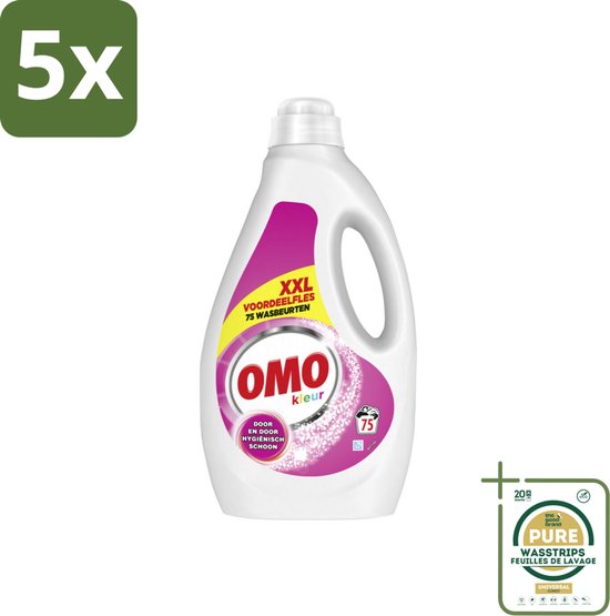 5 x OMO – Vloeibaar Wasmiddel – Kleur XXL – 75 Wasbeurten - Grootverpakking - Koffie - Koffiezetapparaat - Koffiezetapparaat