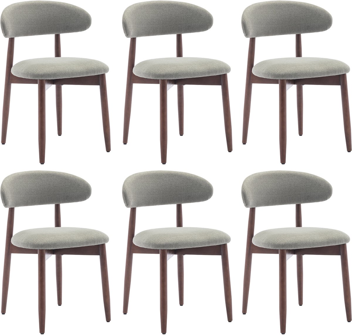 COLAMY Houten eetkamerstoelen - set van 6 - Moderne met stof beklede keukenstoelen - Boerderij eetkamerstoel- groen