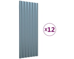vidaXL - Dakpanelen - 12 - st - 100x36 - cm - gegalvaniseerd - staal - grijs