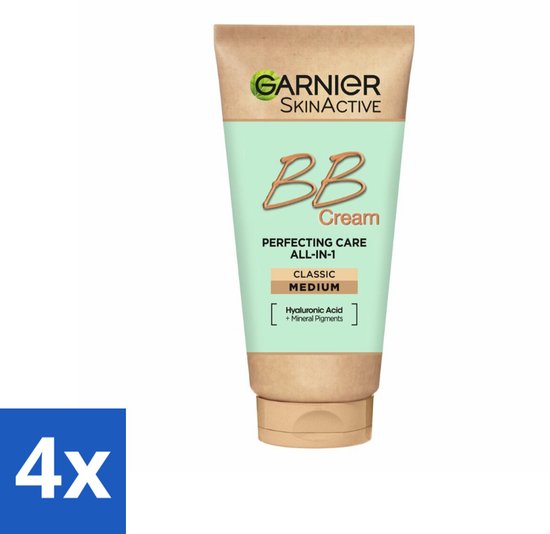 4 x Garnier - SkinActive - BB Cream Classic Medium - 5-in-1 Verzorging - 50 ml - BB Crème - Gezichtsverzorging - Make-up - Hydraterende Crème - SPF