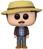 Funko Pop! boer Randy Marsh, nummer 1473. Cartoonversie met strooien hoed, bruine jas, blauw geruit hemd en grijze broek.