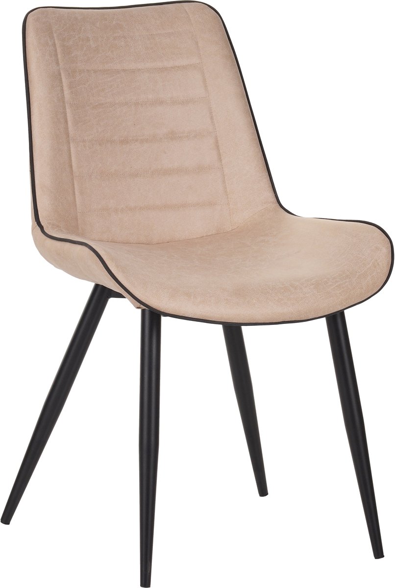 Colenis New Manila Eetkamerstoel - Set Van 6 - Beige - Microfiber Stof - Microvezel - Industrieel