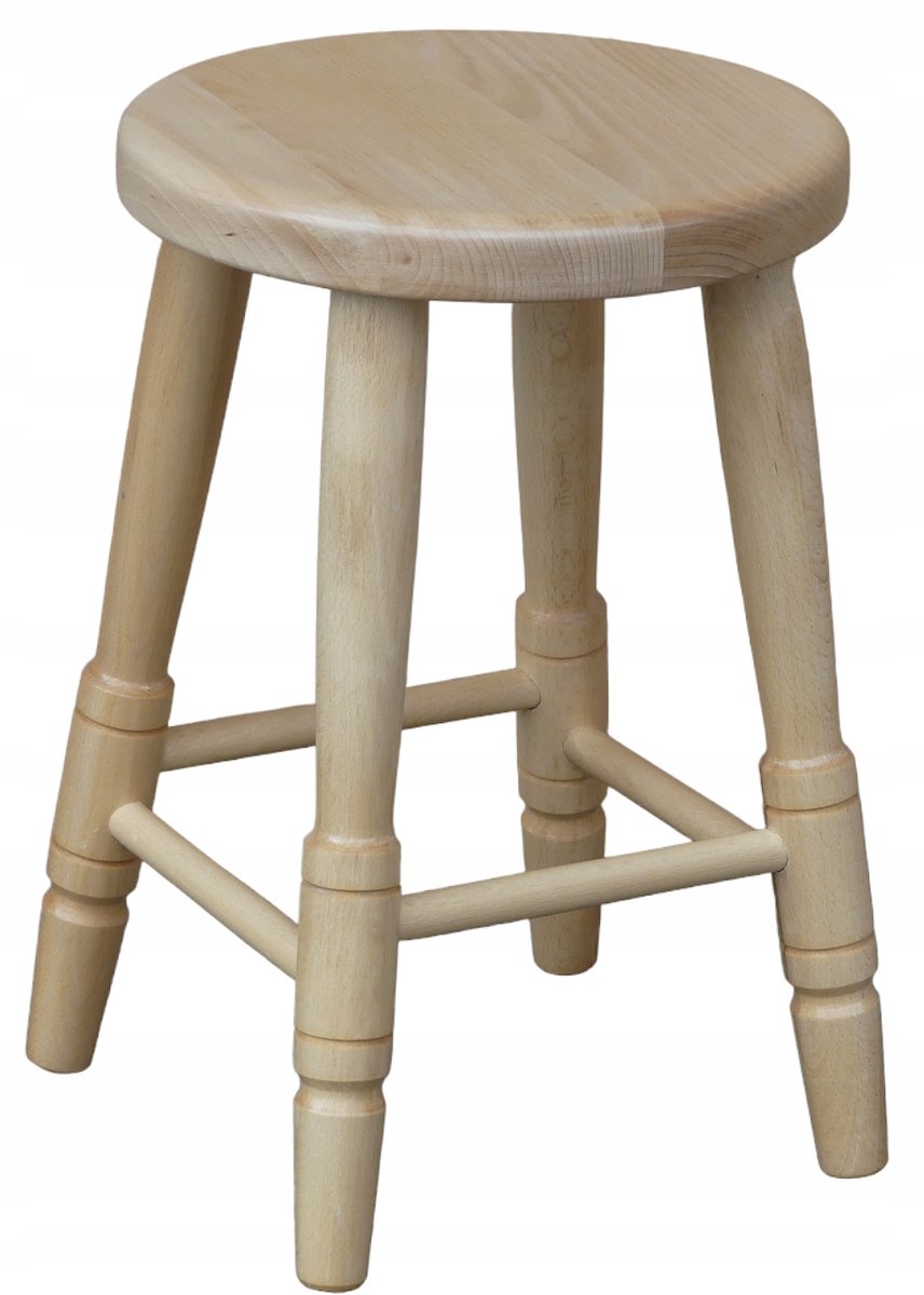 Massieve Houten Keukentabouret - Beuken, Rond, 46cm Hoog