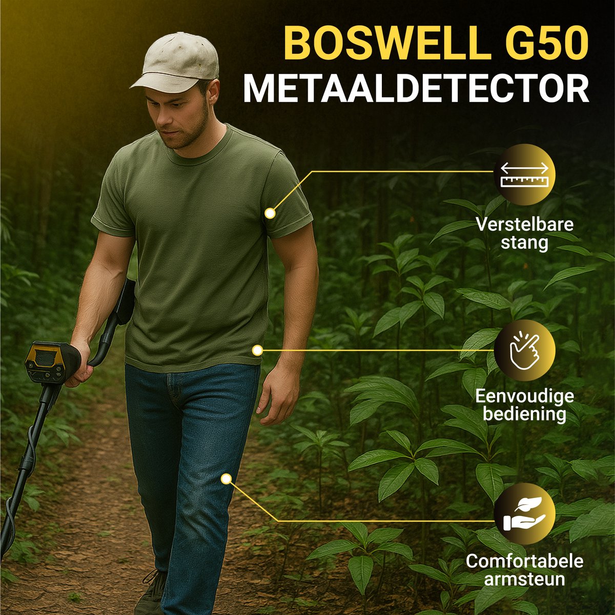 BOSWELL Metaaldetector - Pinpointer - Metaaldetector voor Kinderen en Volwassenen - Metaaldetector Kind - Verstelbare Hoogte - Incl. Pinpointer, Rugzak, Zaklamp, Verrekijker, Schep, Hoofdtelefoon — afbeelding 5