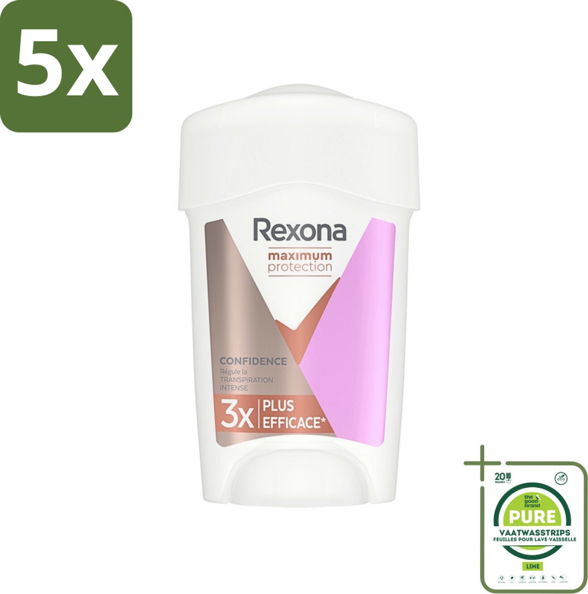 5 x Rexona Women - Deodorant Stick - Maximum Protection Confidence - Anti-transpirant - 45 ml - Grootverpakking - Anti-transpirant - Vrouwen - Bescherming - Zweet - Geur