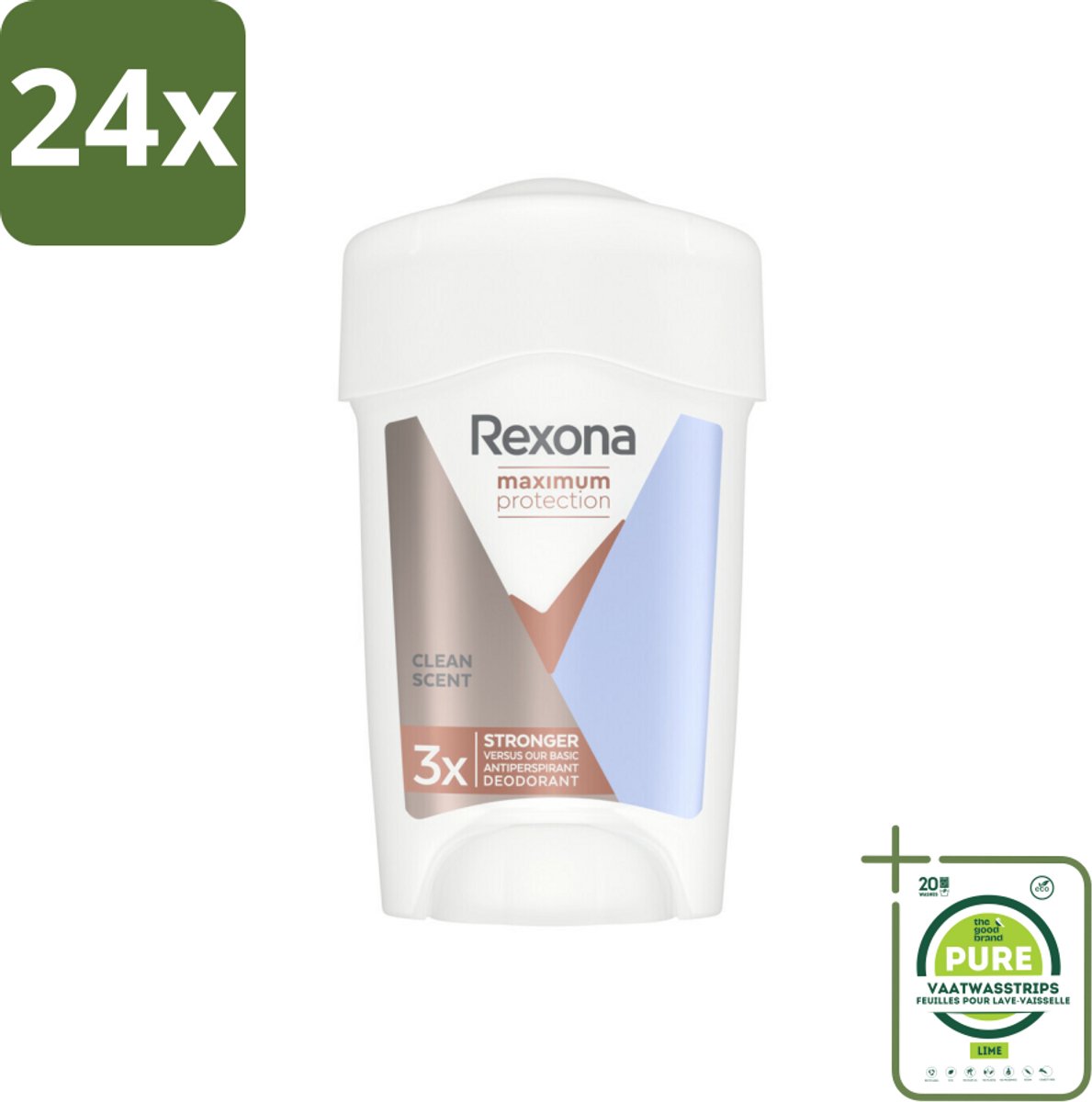 Rexona - Deodorant Stick - Women Maximum Protection Clean Scent - Anti-transpirant - 45 ml - Voordeelverpakking - 24 stuks - Anti-transpirant - Deodorant