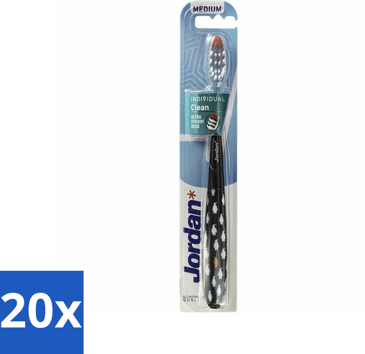 Jordan - Tandenborstel - Individual Clean - Medium - Bulkverpakking - 20 stuks