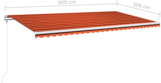 vidaXL - Luifel - automatisch - met - LED - windsensor - 600x300 - cm - oranje - bruin
